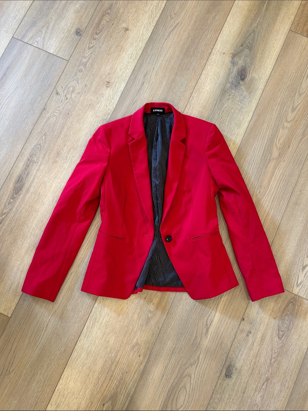 Express Stretch Bright Red Single-Button Blazer